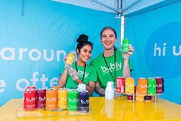 Students holding drinks